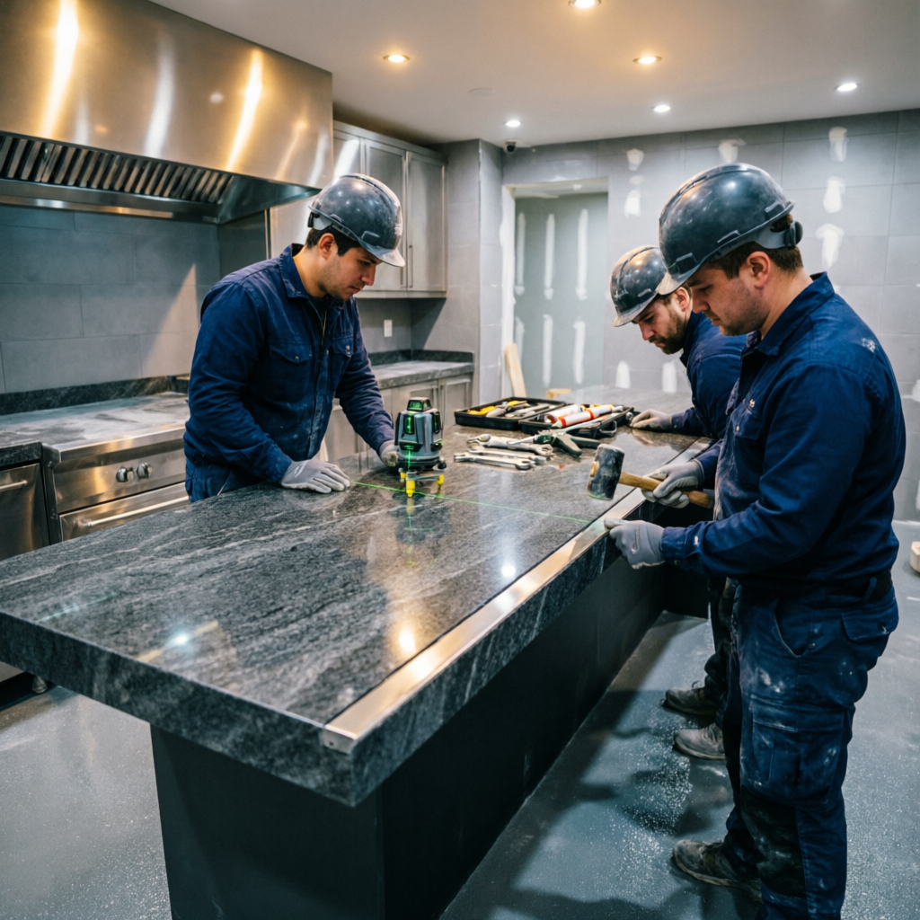 Commercial granite installation